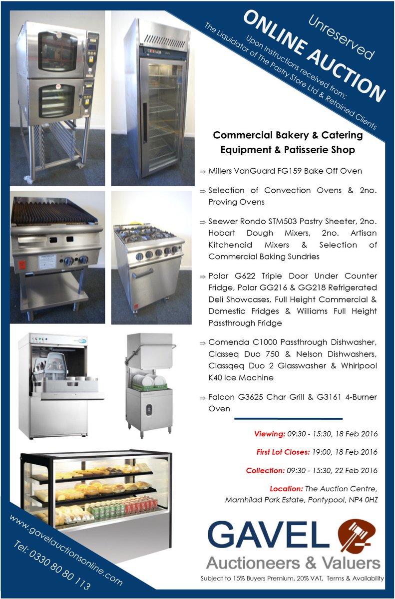 Gavel_Auctions's tweet photo. Unreserved Online Auction: The Assets of a Bakery @imapan1977 @monoequipment @REXTEC2014 @MVBakerySales https://t.co/9lI2ktEMde