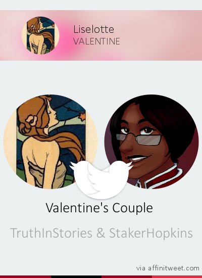 TruthInStories's tweet image. [Valentine] @TruthInStories's Valentine should be @StakerHopkins! Who should be yours?
via affinitweet.com