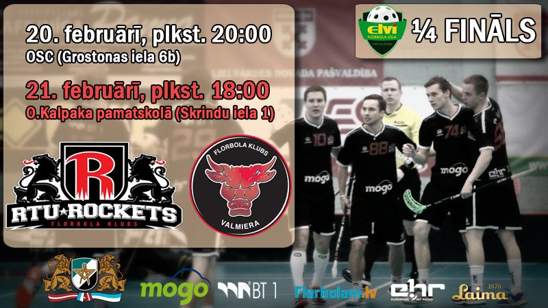 Brīvdienās aizvadīsim pirmās 1/4 fināla spēles pret @FBKValmiera_ViA ! 
21.02, spēle notiks O.Kalpaka psk., 18:00!