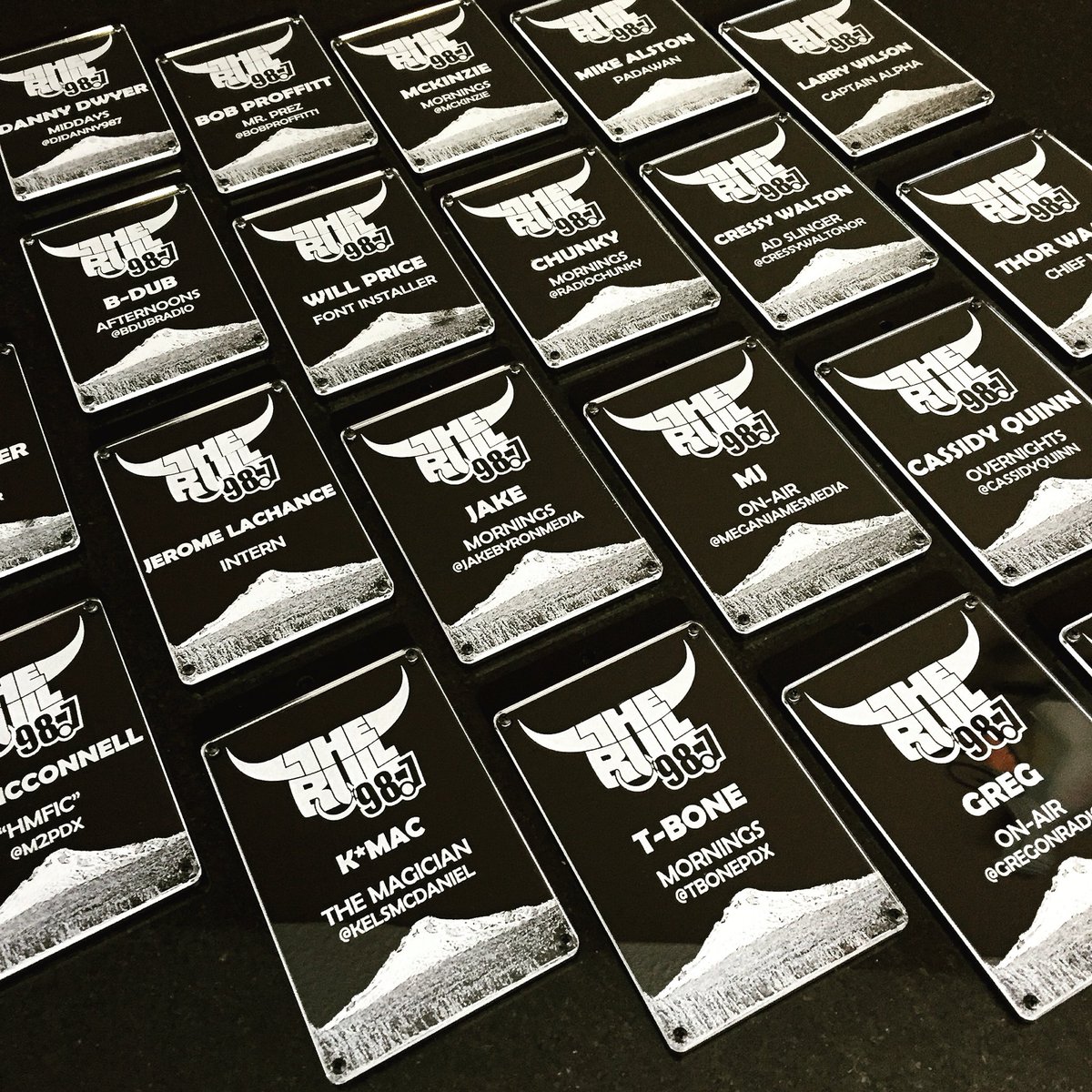 VibeLaser's tweet photo. Laser etched radio station credentials. Cast acrylic!! Take your name tag to the next level https://t.co/0pknQpyZiG https://t.co/7tcwS7SlCt