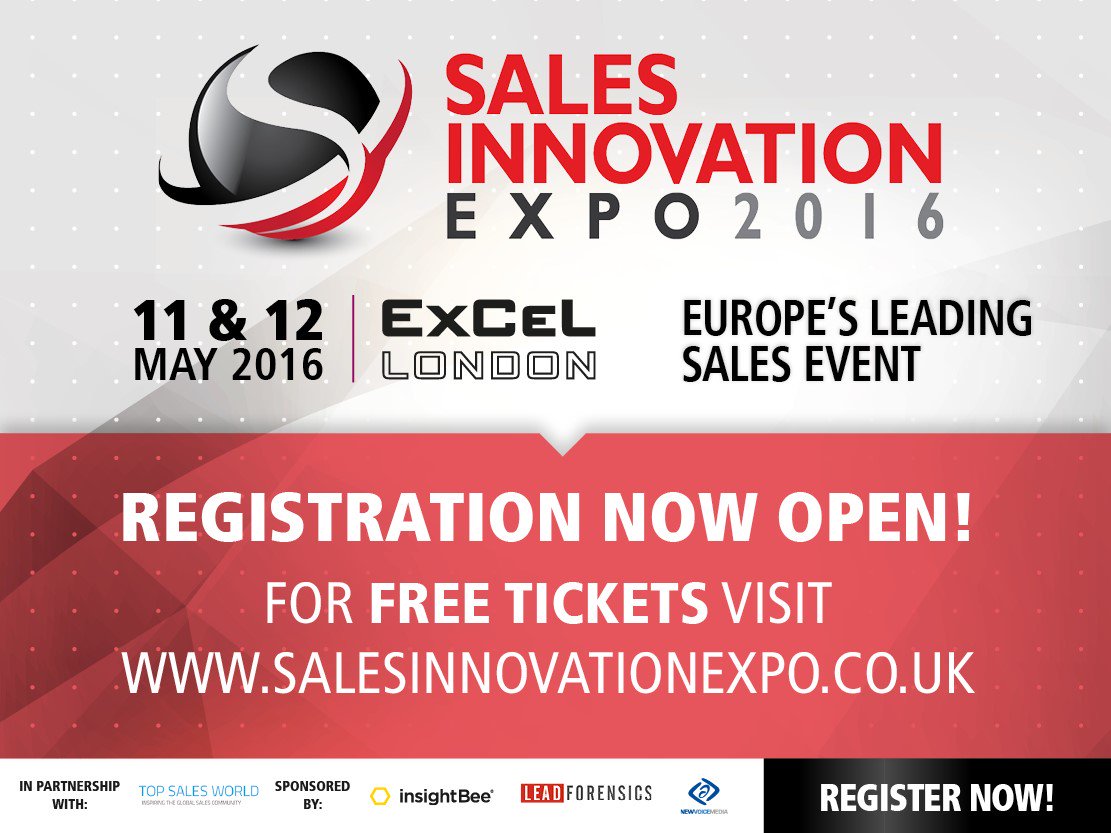 SalesInnovExpo's tweet photo. Registration for the sales event of the year is now OPEN!! 
https://t.co/Bl9GZq04IW #SIE2016 https://t.co/c4XsLTWDBs