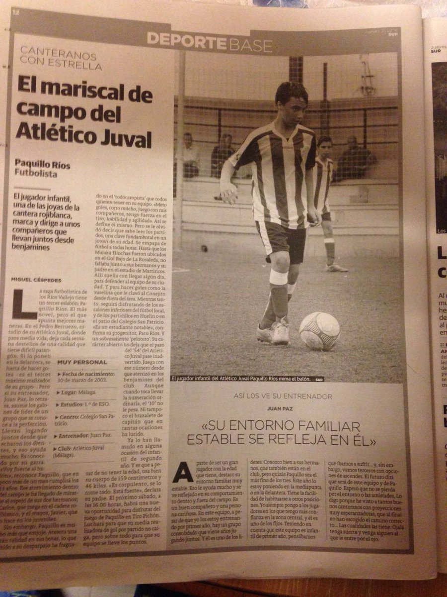 Paco Ríos despunta en el <a href="/atletico_juval/">ATL. JUVAL 1954</a> vía <a href="/DiarioSUR/">SUR. El periódico de Málaga</a>