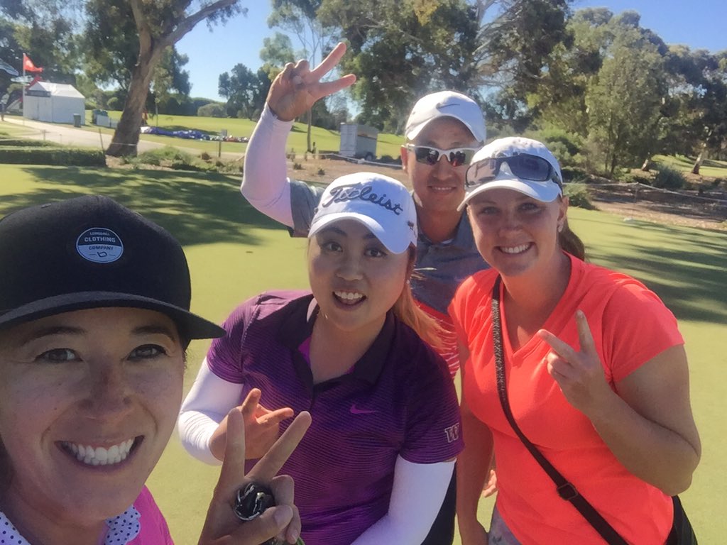 #thecanadians found some other Canadians <a href="/binpro1993/">SooBin Kim</a> and caddy Brian at the <a href="/WomensAusOpen/">#WomensAusOpen</a>! #courserecordholder