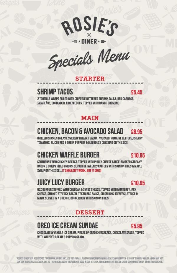 rosiesdiners's tweet photo. We have a new specials menu! 🍴 https://t.co/ssUhzbeNBa