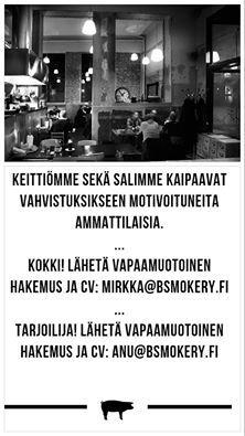 BSmokery's tweet photo. Tule osaksi B-Tiimiä! 
#töitä #duunii #kokkihommii #tarjoilijahommii #teurastamo #bsmokerybbq https://t.co/5PsrSxCVCy