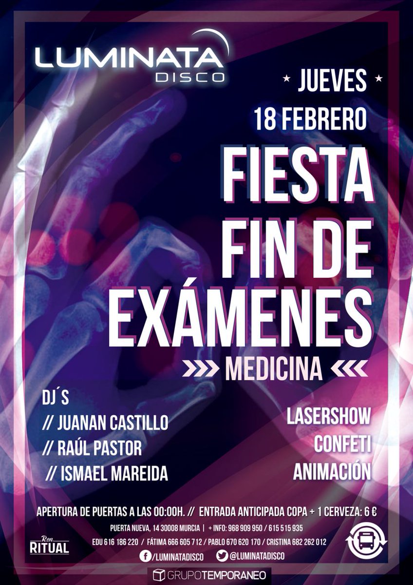 rrpp_javi's tweet photo. FIESTA FIN DE EXAMENES esta noche en Luminata! 
Entrada con copa y cerveza por 6€
Consigue tu anticipada por MD https://t.co/THde3uuDjh