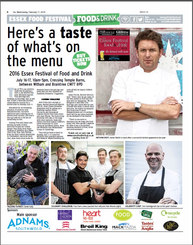 #EssexFoodfest taster in this week's <a href="/EssexChronicle/">Essex Chronicle</a> @Gazetteseries <a href="/Essexgo/">Essexgo</a>