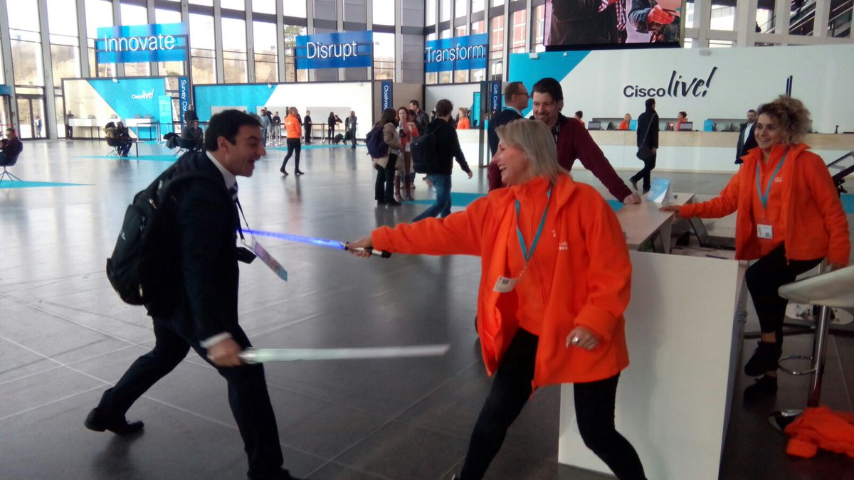 jjerlich's tweet photo. Lunch break at #CLAcademyDay #CLHackathon guru Marc fighting higher forces @CiscoLiveEurope @MarcKhayat #neacad team https://t.co/UVSt98JWuV