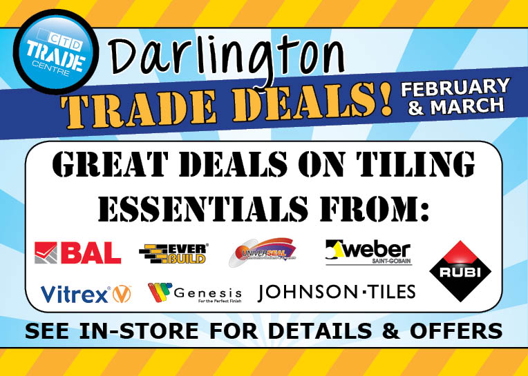 CTDTrade's tweet photo. Get your hands on fantastic deals on tiling essentials throughout Feb & March at CTD Darlington. #ctdtrade https://t.co/le5FJYOYvr