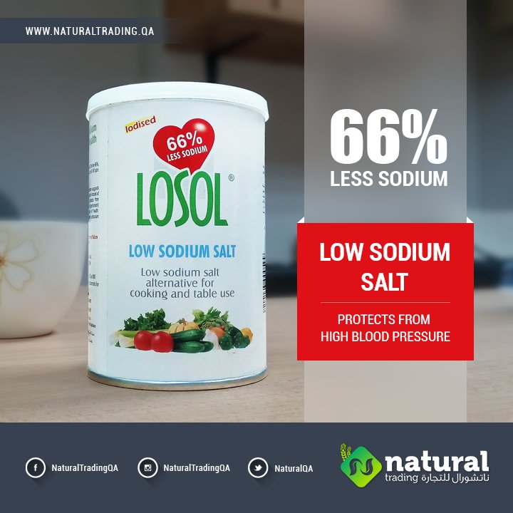 Natural Trading on X: LOSOL - Low Sodium Salt for High Blood Pressure  patient. #lowsodiumsalt #controlbloodpressure #stayhealthy #Qatar   / X