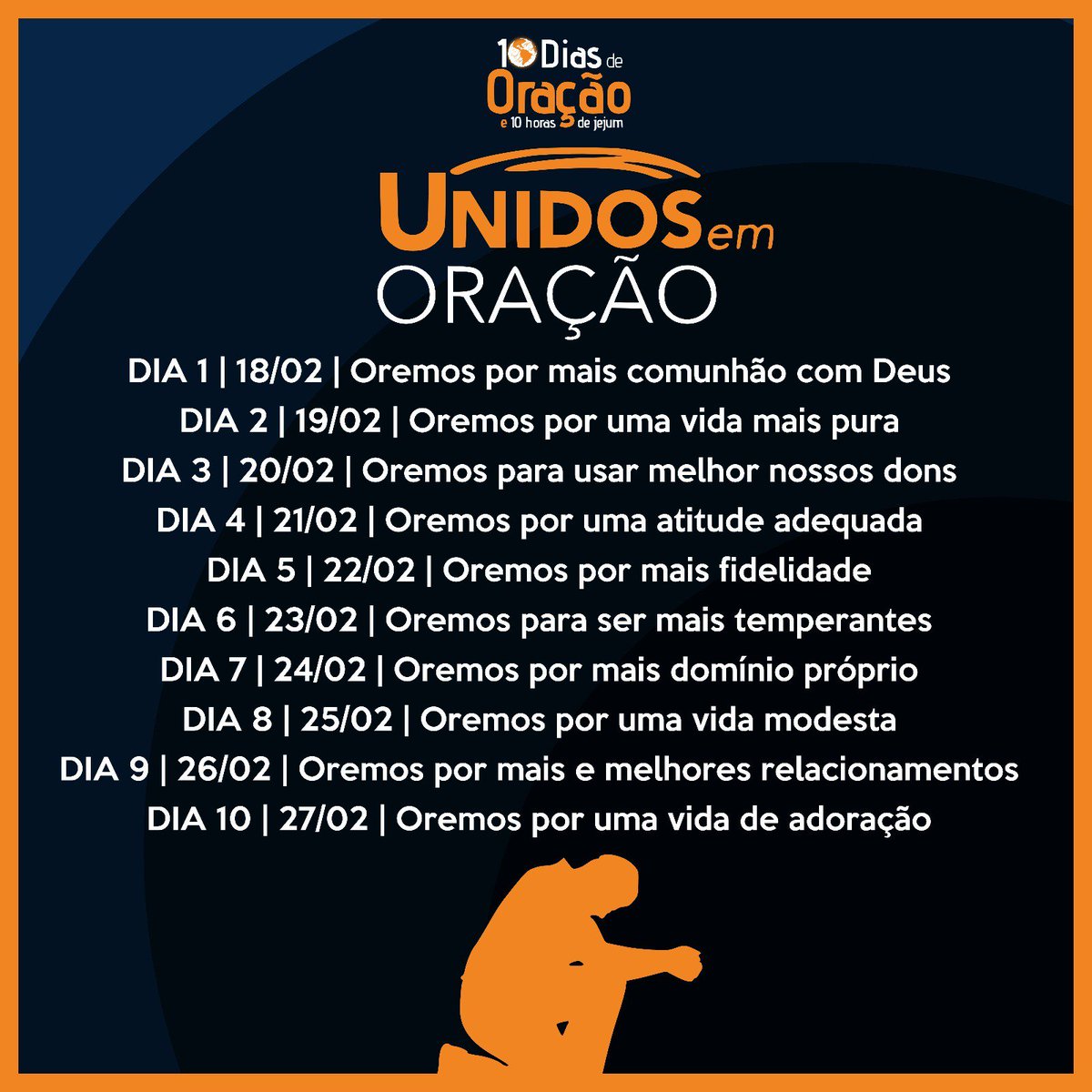 #10diasdeoracao 1° dia | Mais comunhão com Deus!