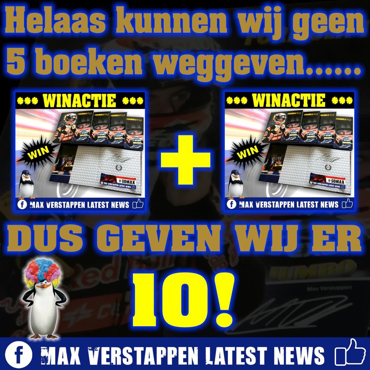 BasvBodegraven's tweet photo. ZÓ DAN,10 Max Verstappen boeken verloot! En'n nieuwe actie is weer gestart! Mee doen? https://t.co/0PvtB3Ai4i #GOMAX https://t.co/XScXi7UjTp