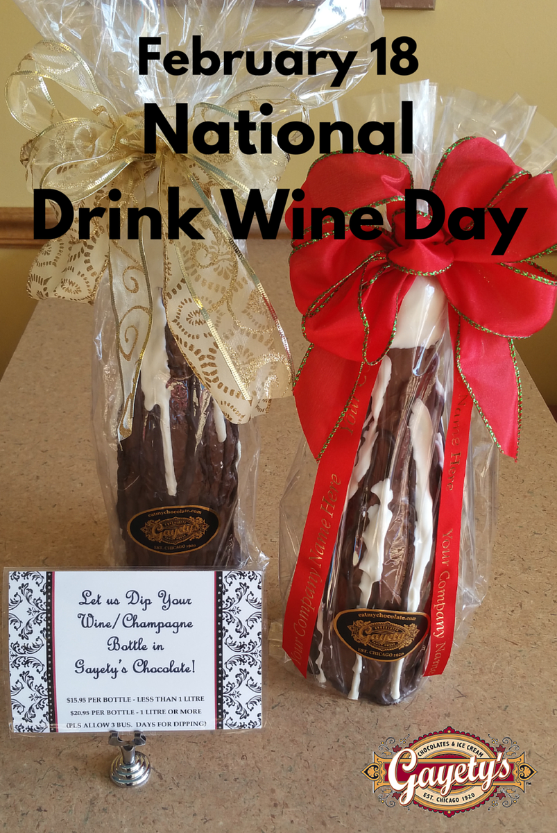 February 18 is National #DrinkWineDay. There is no better companion to a glass of #wine than a piece of #chocolate!
