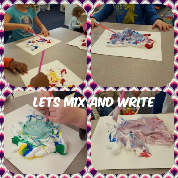 CrimsonAcademy's tweet image. Continuing our mixing project the students used to colors and began writing a &quot;t&quot; #funexploring #preschoollearning