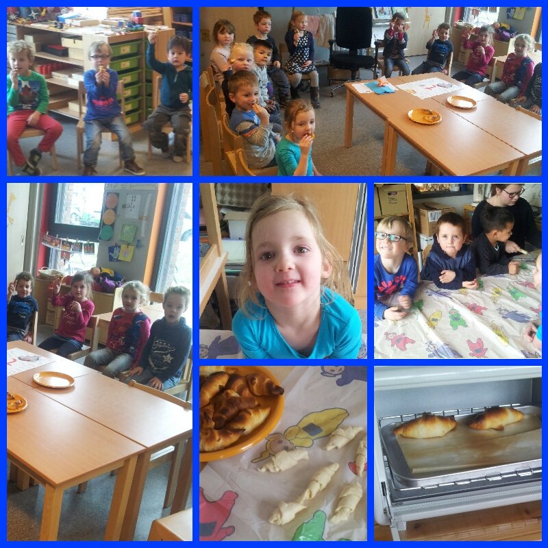 Wat rook het lekker vanmiddag. Juf Mieke was met de kinderen croissantjes aan het bakken. Het smaakte heerlijk