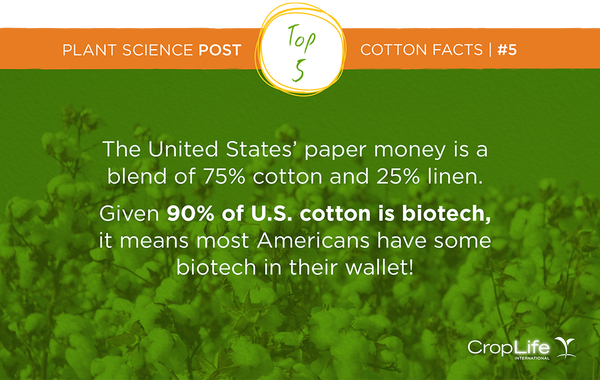 BASFAgro's tweet photo. RT @CropLifeIntl The U.S.'s "paper" money is actually made of cotton and linen. #AgStats #PlantScienceTextiles https://t.co/qTR0LMG8tR