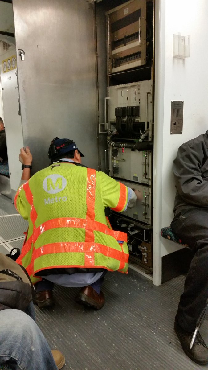 tleu's tweet photo. @metrolaalerts Disabled Blue line SB train near San Pedro station moving now after tech came onboard, thank you! https://t.co/T1ZxxY0RRZ
