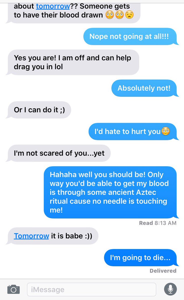 FerrisShelby's tweet photo. He clearly doesn't understand my fear of needles and my blood being drawn... #docprobs https://t.co/VjCsTl02Ye