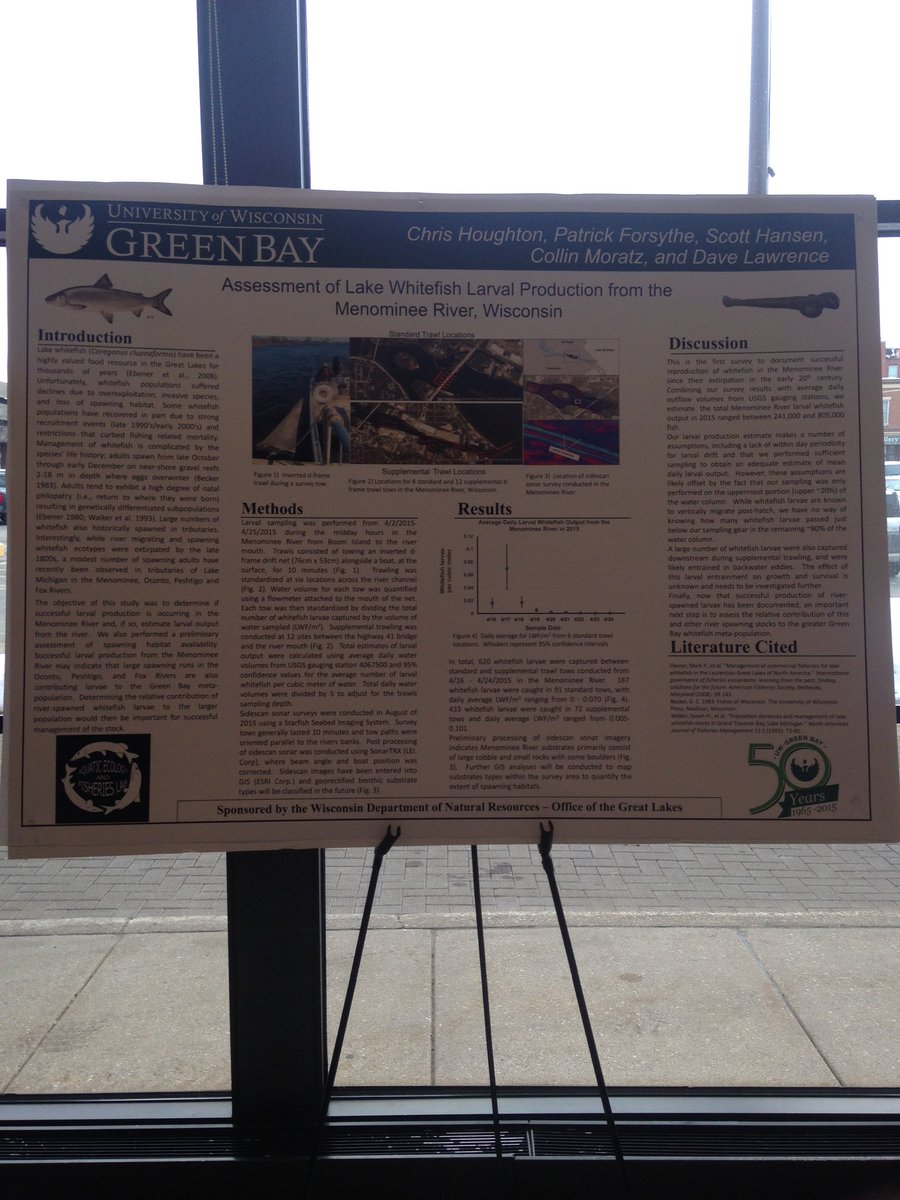 PSF_GBFISHLAB's tweet photo. Our @uwgb posters are up and looking fantastic! Lots of hard work represented here. Very proud of my students! WAFS. https://t.co/IJCCK9ooH0