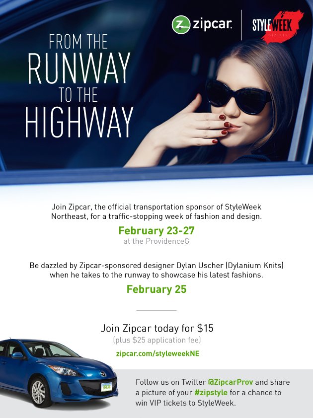 StyleWeekNE's tweet photo. Have you submitted your #zipstyle to @ZipcarProv for a chance to win VIP tickets to Season 12 of StyleWeek yet? https://t.co/APV6quhajK