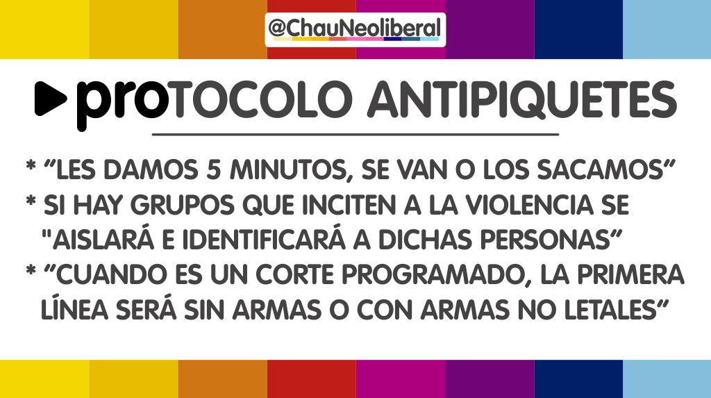ChauNeoliberal's tweet photo. #PatriciaBullrich habló sobre el PROtocolo "de seguridad"#Cambiamos #LaVerdadNeoliberal #CriminalizaciónDelaProtesta https://t.co/aqjsL7Lhz6