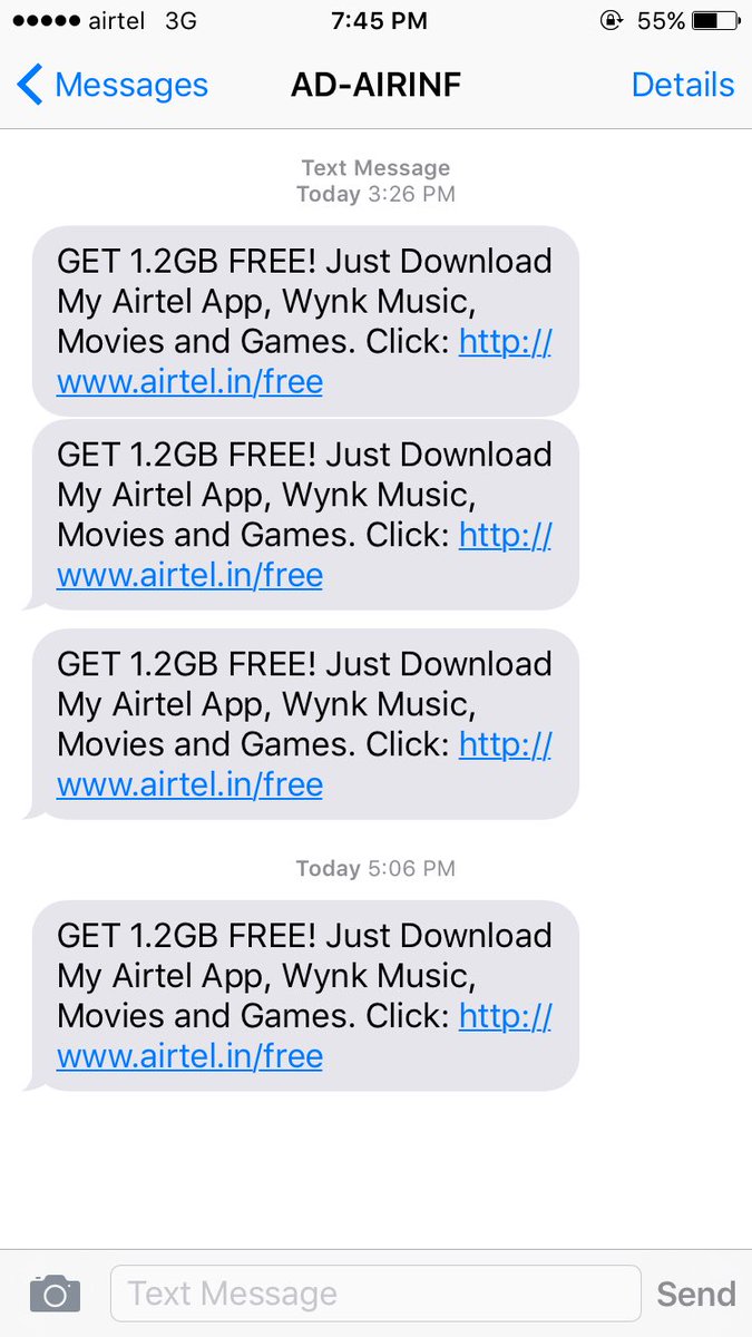 WordsByV's tweet image. If only their network was as good as their frequency to spam. #Airtel #SpamFest