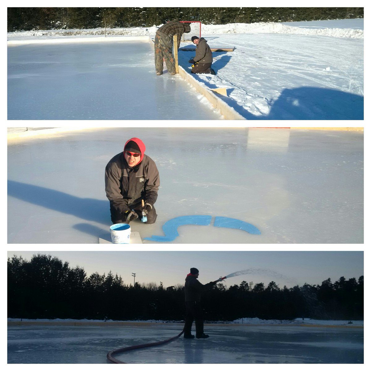BreedonJoe's tweet photo. 4 days, minus 30, 24 hr floods = a rink! BMHA hockey game, public skate. #familyday #barrie #bmha #hardworkingguys https://t.co/NAjYwkBkvK
