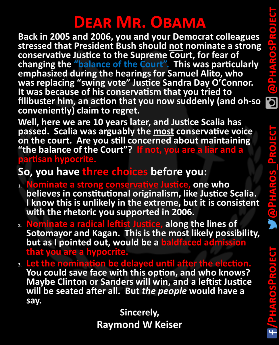 Pharos_Project's tweet photo. #SCOTUS #Obama #Hypocrisy #DemocratLies #LiberalLies #PartisanLies #HoldTheNomination @POTUS @RWKeiser #TCOT #PJNet https://t.co/kmnHmsI0K0