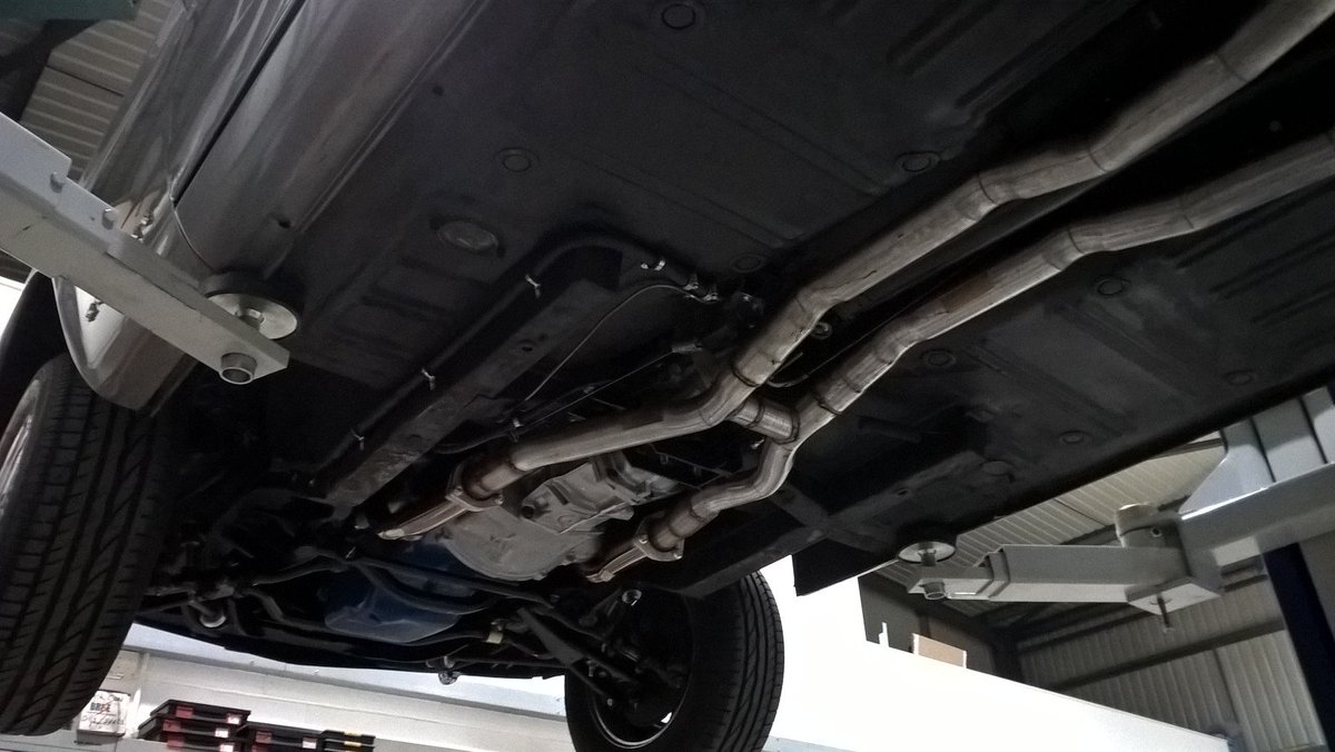 PCAutomotiveLTD's tweet photo. Mustang conversion (automatic to manual) with new exhaust system - looking and sounding amazing https://t.co/IMHToApe4G