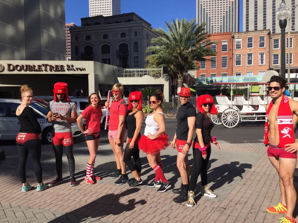 CaesarsNOLA's tweet photo. Out @harrahsnola doing our best @CupidRunNOLA pose with @KennyLopez_TV @WGNOtv join us on Saturday! https://t.co/qt2GZQgnS1