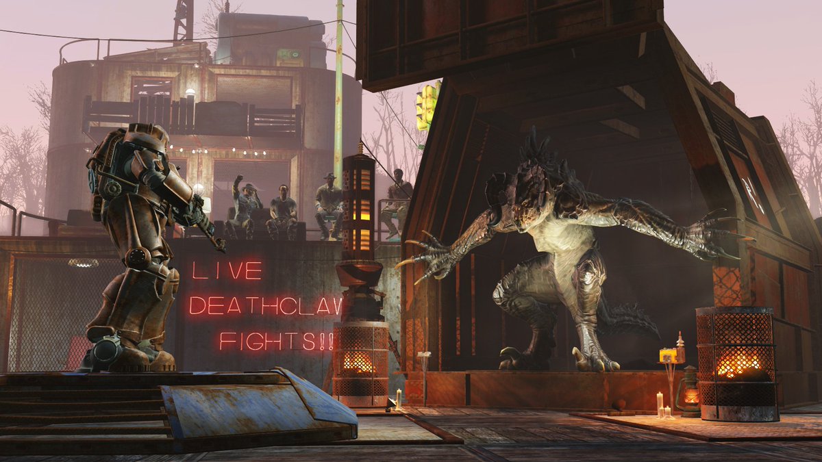 Fallout's tweet photo. Return to #Fallout4! The first three DLC arrive this spring #MoreFour https://t.co/x485UMLMsv