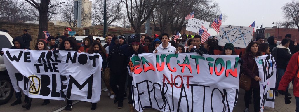 NicholsUprising's tweet photo. It's cold and thousands of Wisconsinites are marching for immigrant rights. THIS is my Wisconsin! #daywithoutlatinos https://t.co/cH3kJicc3r