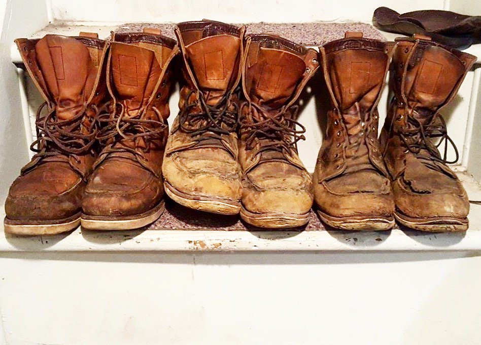RedWingShoes's tweet photo. Shawn, an Ironworker from New Jersey, snapped this photo of his 18th, 19th and 20th pair of Red Wing Boots https://t.co/h0006AJWdm