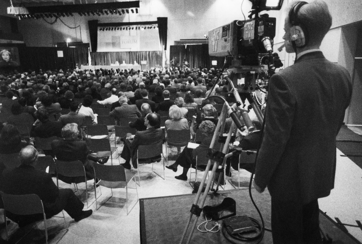 emergingissues's tweet photo. This week's #IEIFlashback features @unc_tv (#IEIFutureWork Exclusive TV Sponsor) behind the camera at #EIF1994! #TBT https://t.co/rtrZqrAbvb