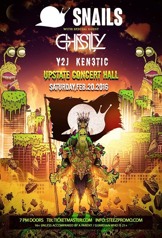 DJ_Y2J_'s tweet photo. This Sat @snailmusic @Ghastly @KEN3TIC and myself are taking over UCH #enterslugzcity #snailedit #ghostfam #y2jmusic https://t.co/KbjGZ3WePh