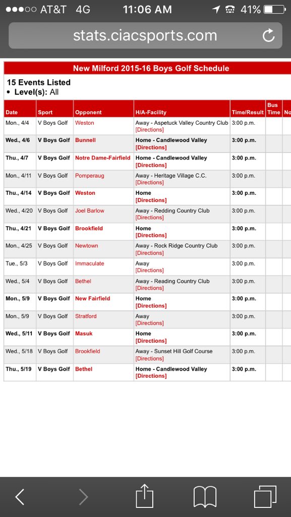 NMHSgolf's tweet photo. This is the schedule for this season boys! We didn't lose a single starter from last year, so this is our year!! https://t.co/t7VYnFobtU