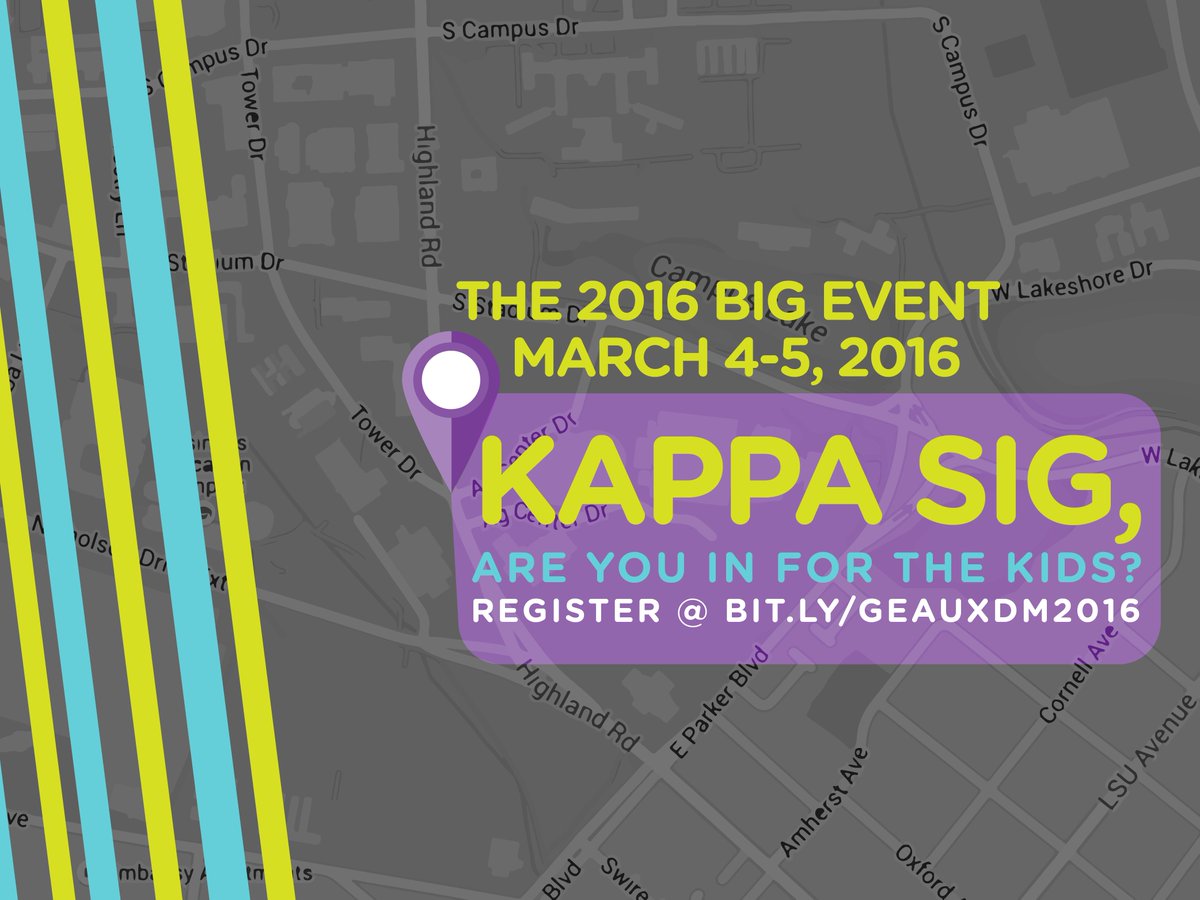 Hey <a href="/lsukappasig/">LSU Kappa Sigma</a>! We'd love to see more of you at the Big Event! Register today at bit.ly/geauxdm2016 #GeauxDM