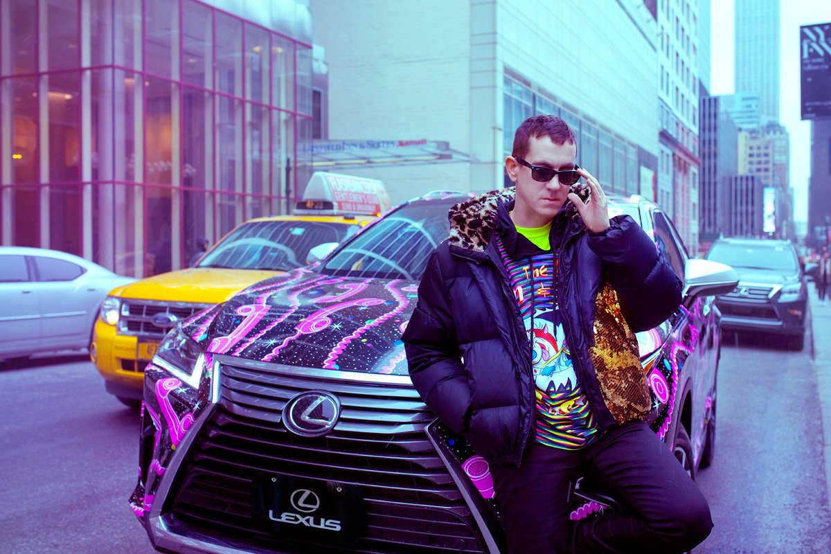 lexusofseattle's tweet photo. Tell us how you feel about @ItsJeremyScott & his wrapped #LexusRX vehicles. #NYFW #DesignDisrupted #HowFashionTravel https://t.co/e3BfB905gR
