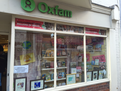 openaward's tweet photo. @RiponGrammarSch students work on @oxfamgb window displays in Ripon towards their @DofE #dofe volunteering section https://t.co/lMgmEVFcWF