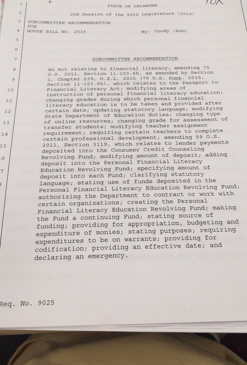 PFinancialL's tweet image. House Bill No. 2515 will be being discussed Wed, Feb 24th @ the Credit Union House of Oklahoma