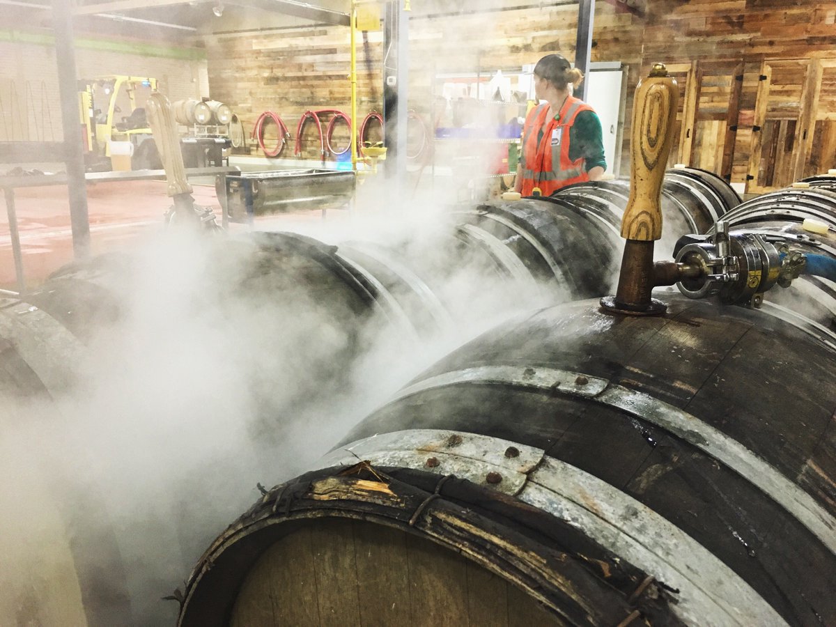 GooseIsland's tweet photo. Steaming some wine barrels that previously held Halia. Mmm steamy. https://t.co/lqPiIubdnj