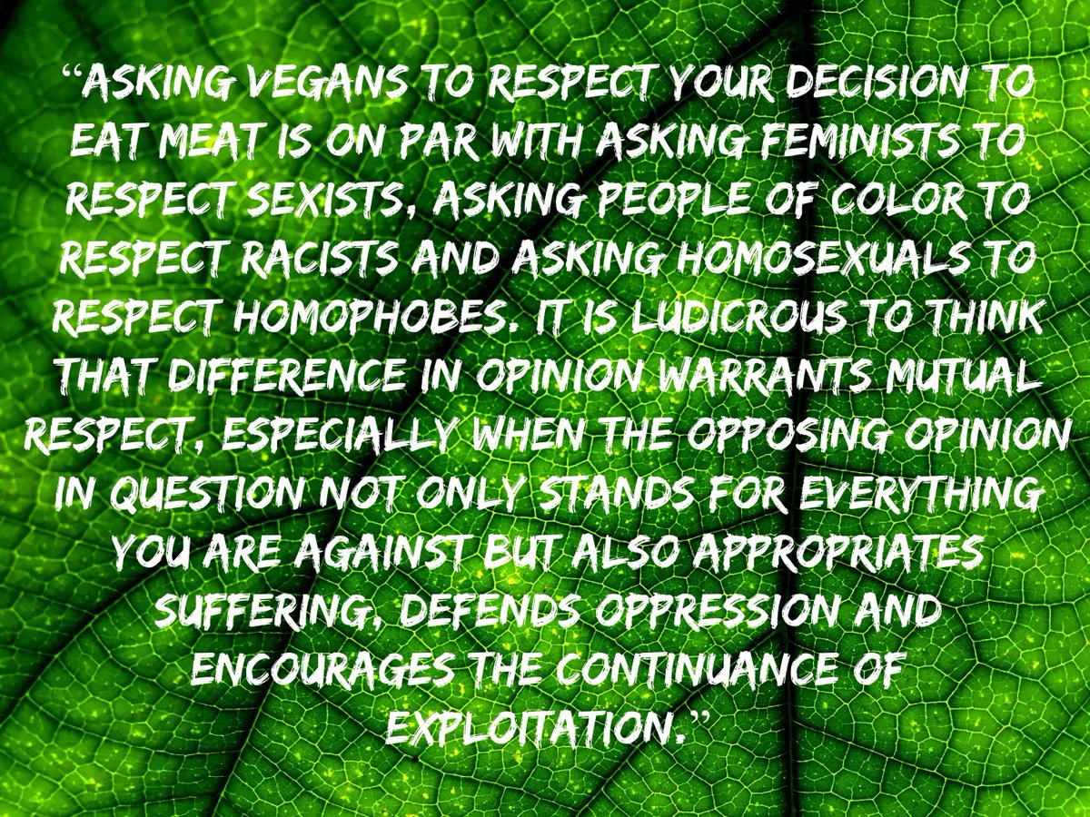 LindenCrow91's tweet photo. I refuse to respect your decision to eat meat! #GoVegan #LiveVegan #AnimalRights #farm365 #SomeoneNotSomething https://t.co/zItaSs9VKj