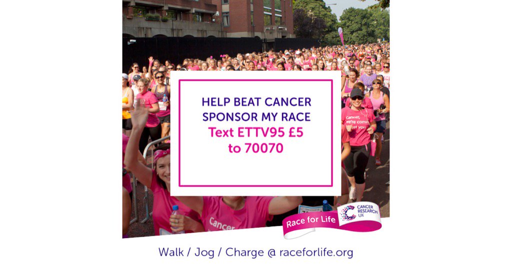 HughesShell71's tweet photo. I'm taking part in Cancer Research UK's Race for Life. Please sponsor me https://t.co/xFl72B24kq https://t.co/3NfdhnZxxL