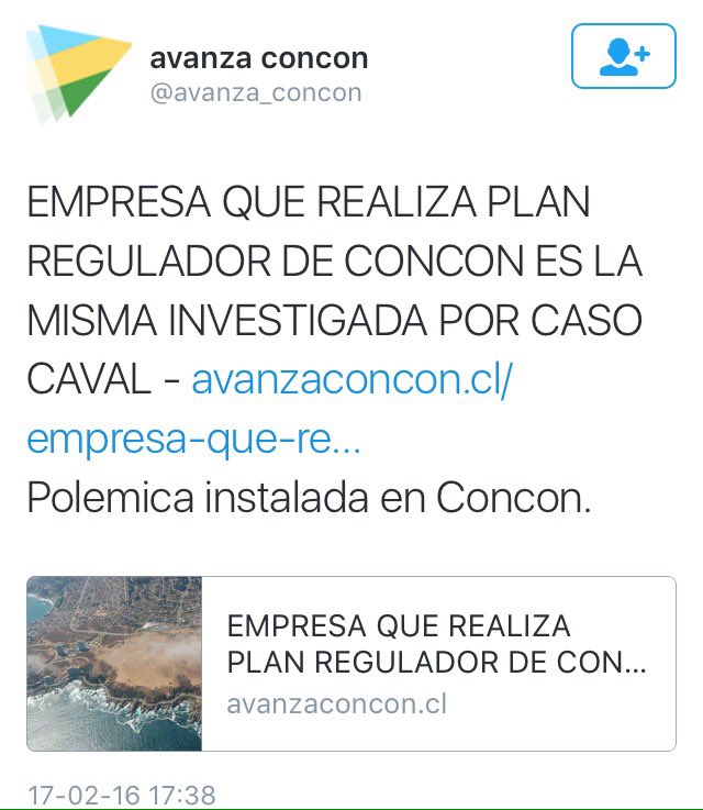 DerechaTuitera's tweet image. Empresa cuestionada por #CAVAL en #machalí, realiza plan Regulador en #ConCon 

Algo huele mal
By @avanza_concon