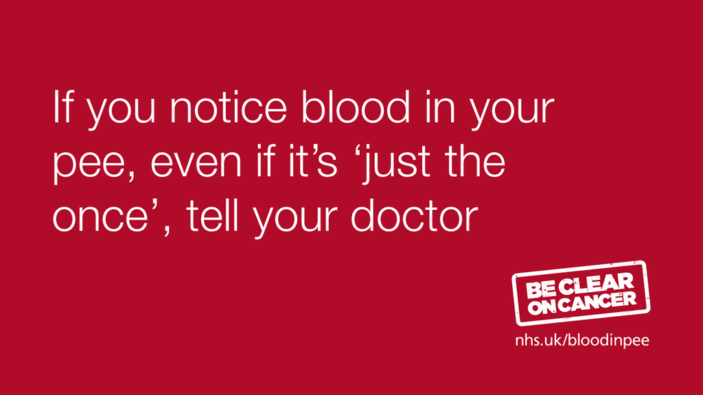 NHSuk's tweet photo. Retweet and spread the word – info on bladder &amp; kidney cancer symptoms here: https://t.co/D9NfBDP5EB  #BloodinPee https://t.co/z9SehEkaod