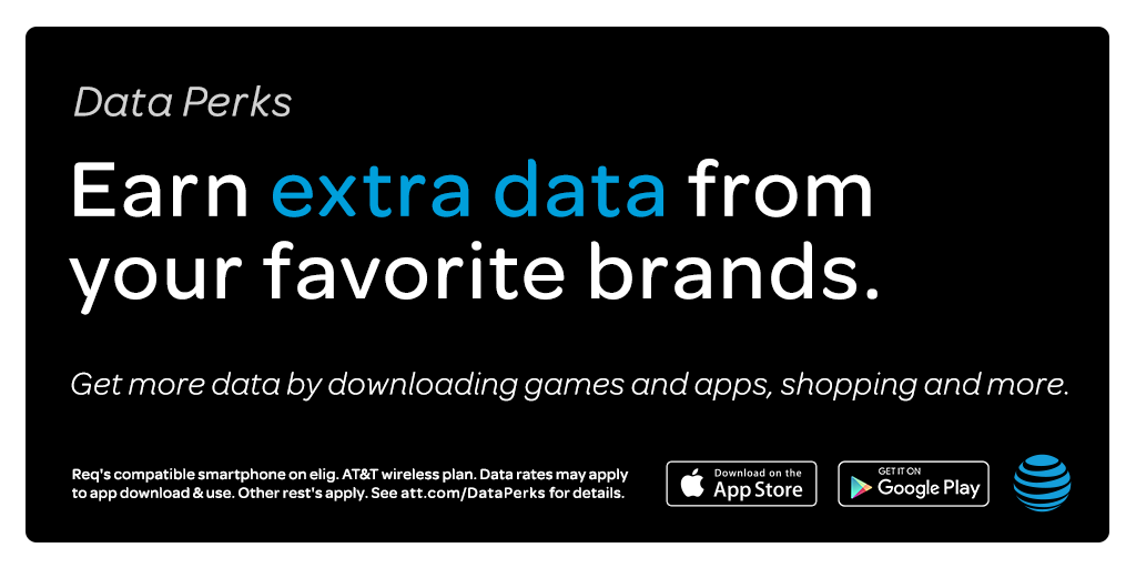 ATT's tweet photo. Download games &amp; apps, earn AT&amp;T data. Learn more about the Data Perks app, restr’s apply: https://t.co/bUGn5NQ3fo https://t.co/nhK2ZgpDro