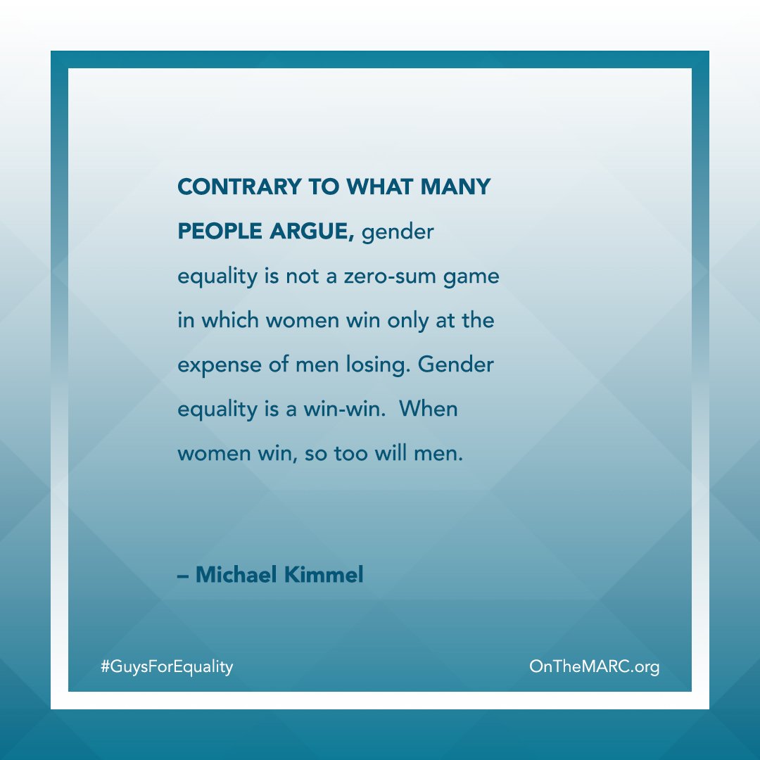 MARC on Twitter: war between the sexes? myth. equality is a win-win #GuysForEquality. Read more: https://t.co/hctjbfJDb7 https://t.co/NPQvAYsQYb" / Twitter