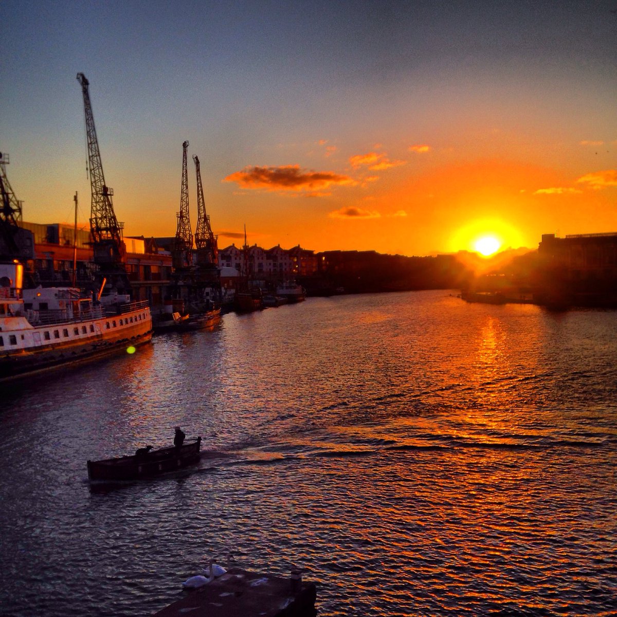 The sun setting over Bristol Harbourside, breathtaking.