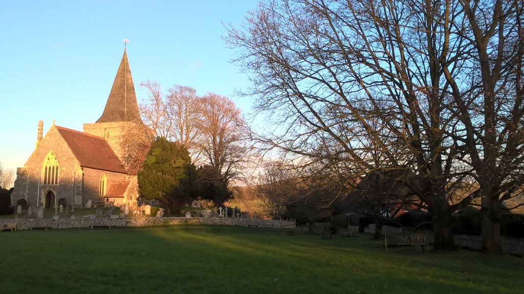 The late afternoon sun resting on St Andrew's Church alongside the Clergy House today.