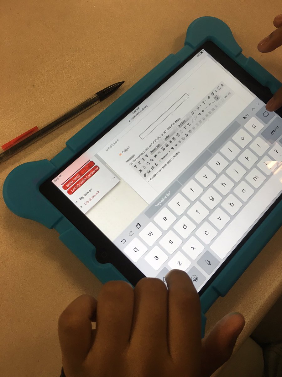 sherrydattola's tweet photo. Student working on a discussion board post about Rabbits over taking Australia. #cpsbitec, #iteccpsb https://t.co/nnlzDBNutB